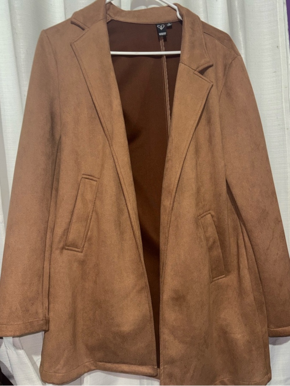 Windsor Brown Faux-Suede Open Front Blazer